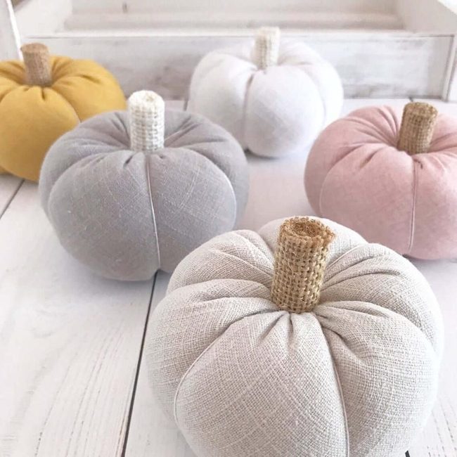 Burlap Pumpkins Autumn Centerpiece