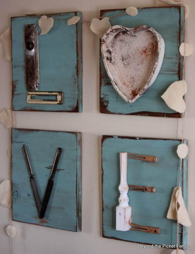 Blue Wood Metal Letters