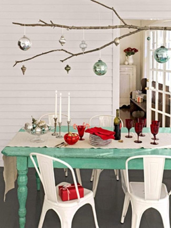 Weathered Green Table, White Chairs