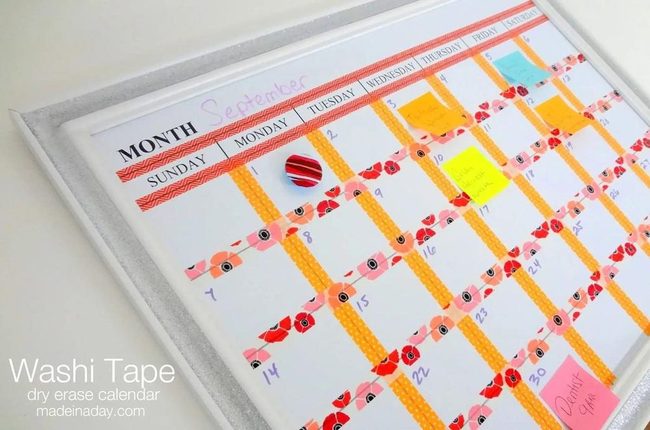 Orange Pink Washi Tape Calendar