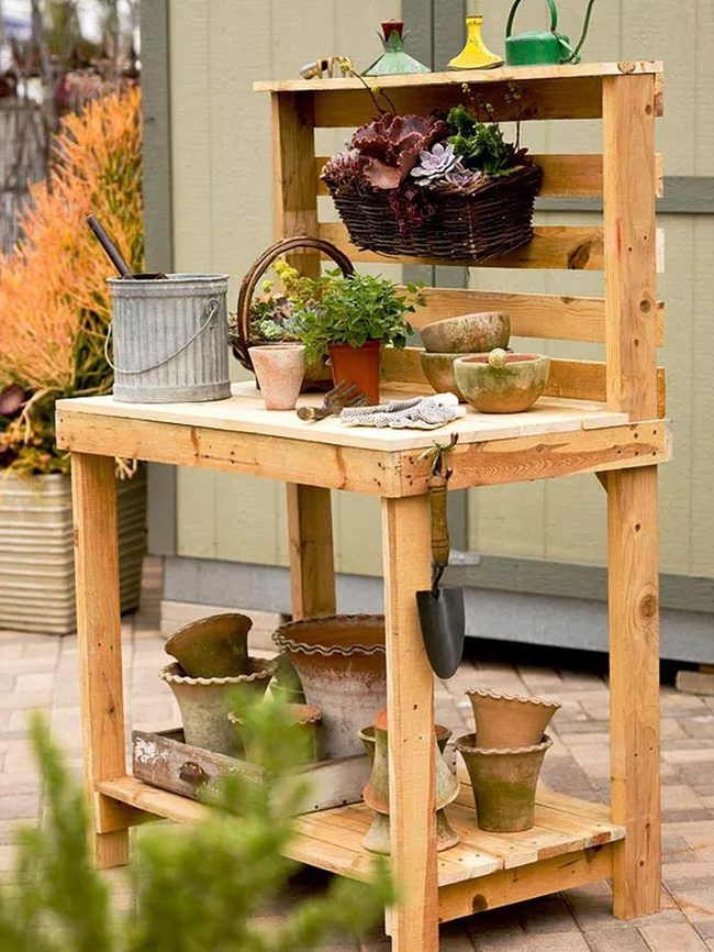Pallet Warm Timber Patio Workstation