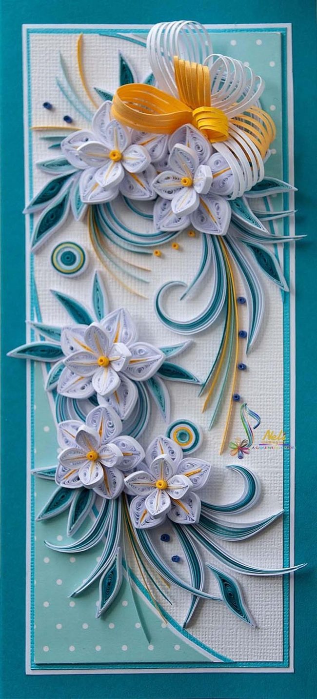 Paper Flowers In White, Yellow, Blue