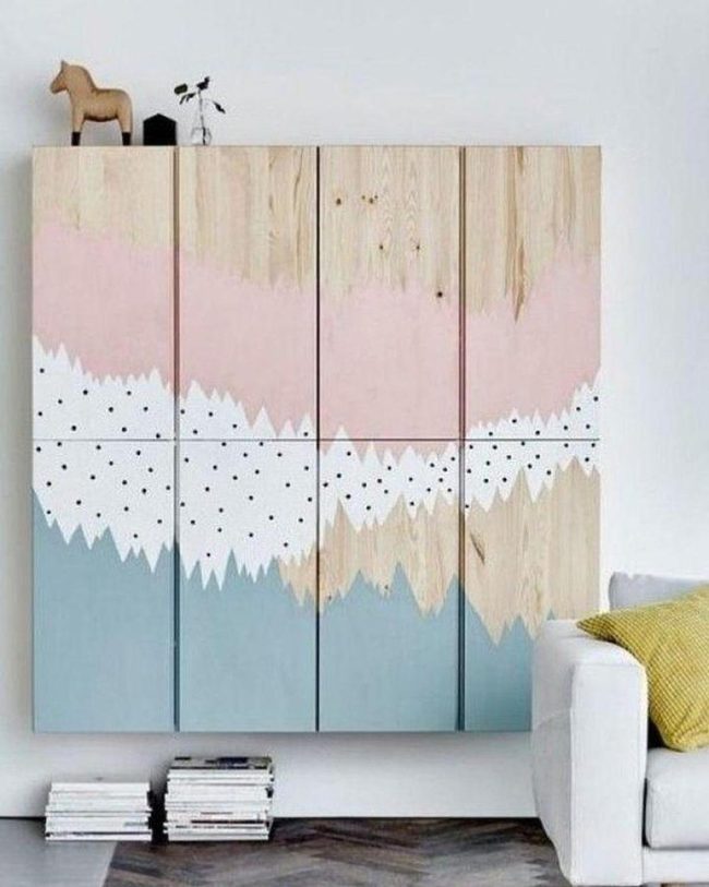 Pink Blue Mountain Cabinet Mural