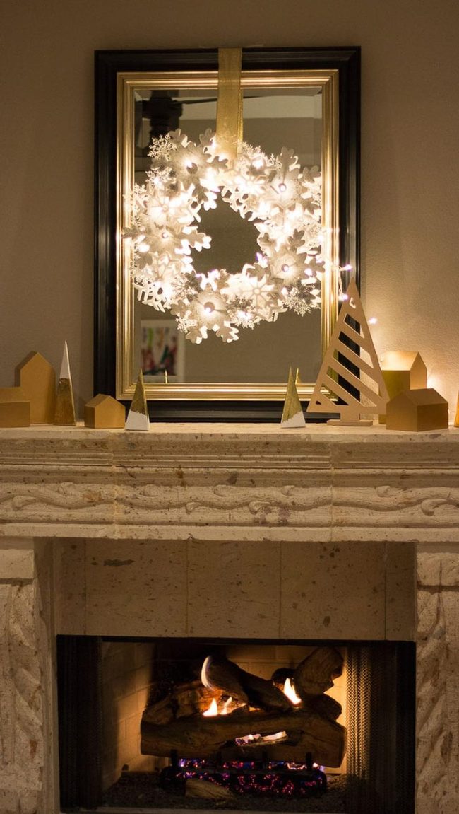 Golden Stone Fireplace Glow