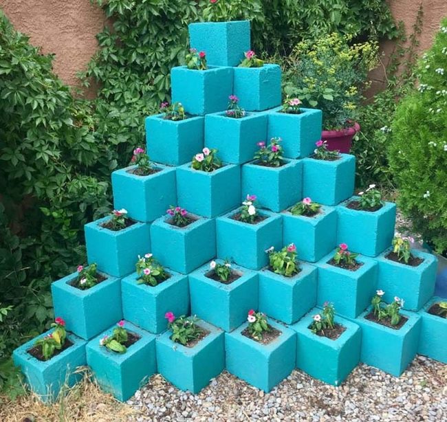 Blue Cinder Block Pyramid
