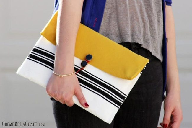 Yellow Flap Black Stripe Clutch