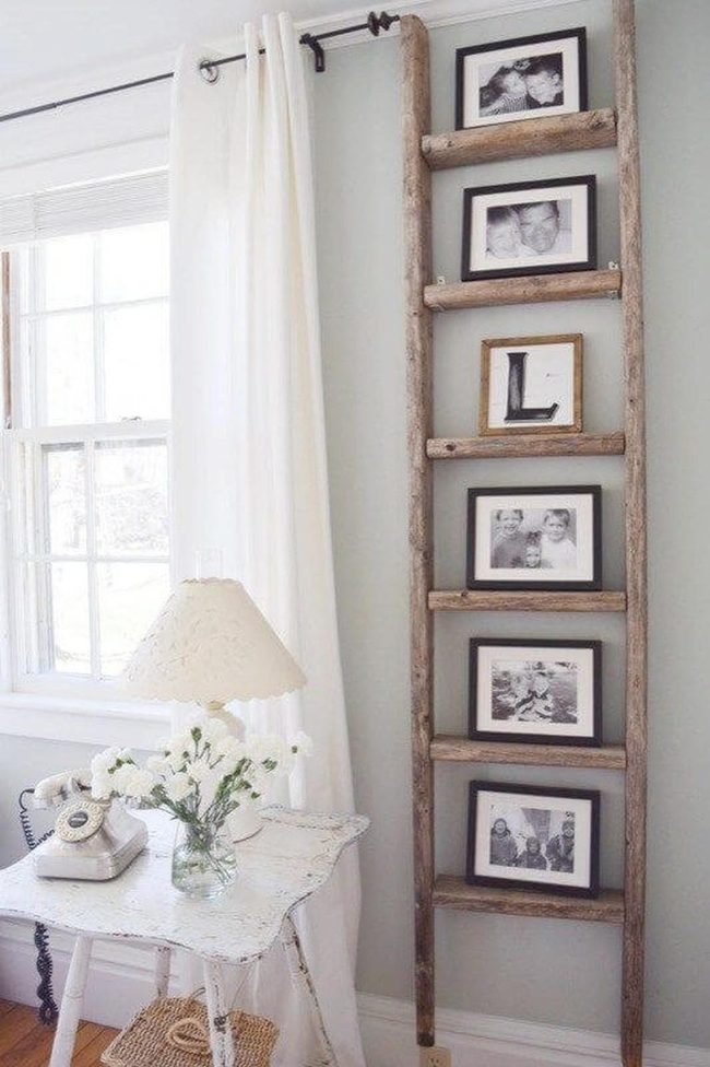 Wooden Ladder Photo Display