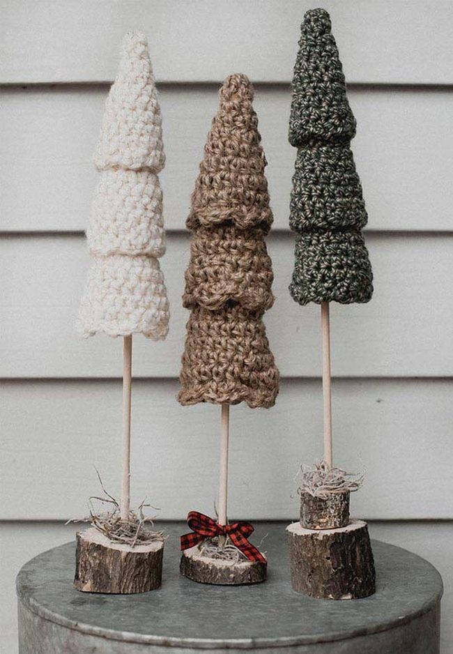 Colorful Crochet Christmas Trees