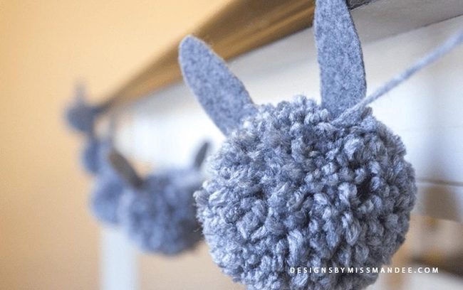 Hanging Gray Pom-Poms