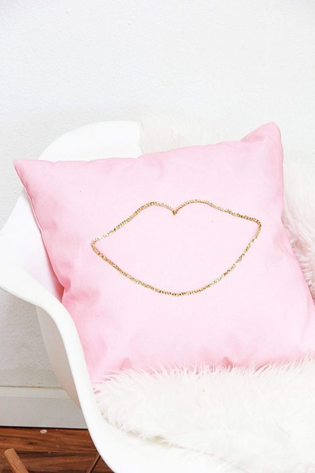 Pink Lip Chairs With Gold Accents