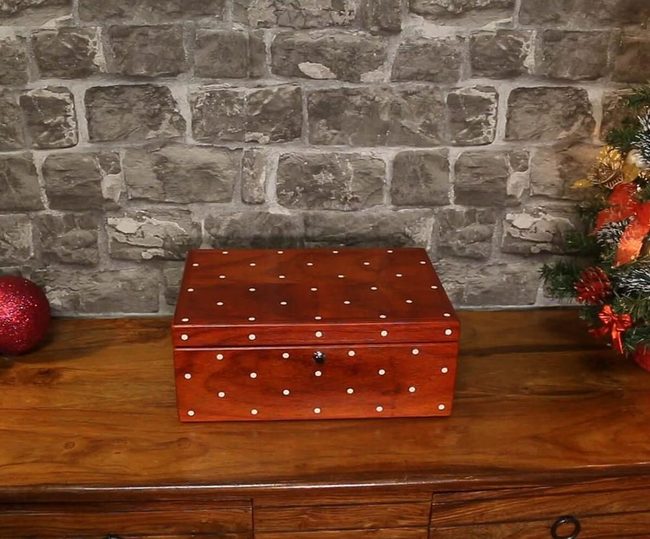 Wooden Box With Colorful Polka Dots