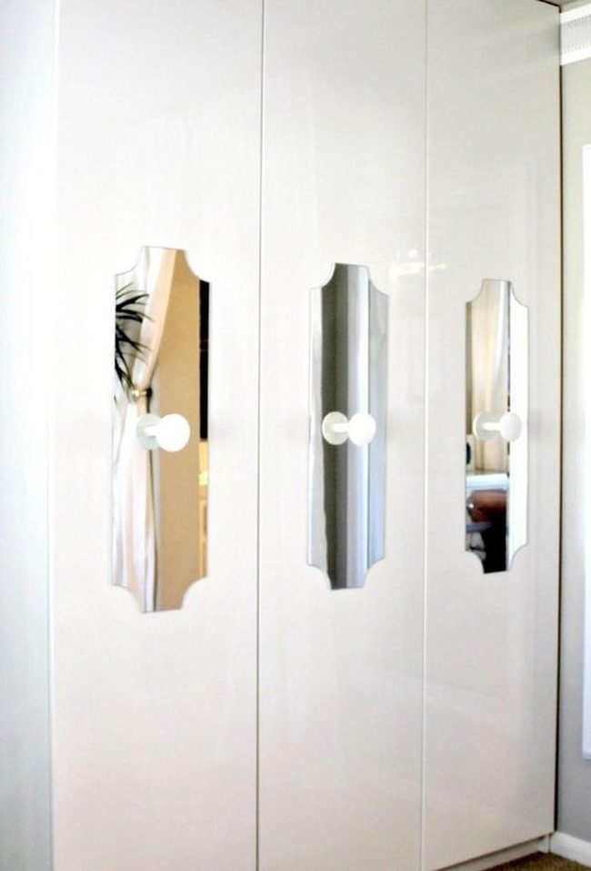 Mirror-Cutout White Wardrobe