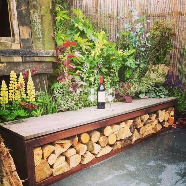 Firewood Storage Bench Metal Frame