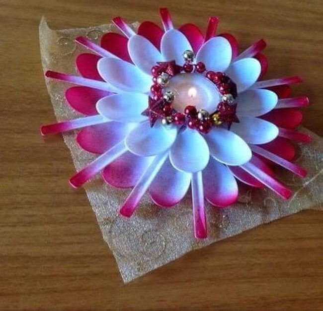 Plastic Spoon Flower Candle