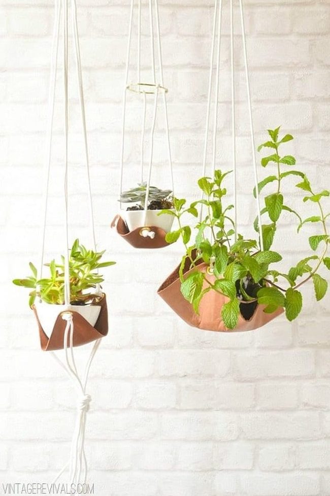 Leather Sling Plant Holders