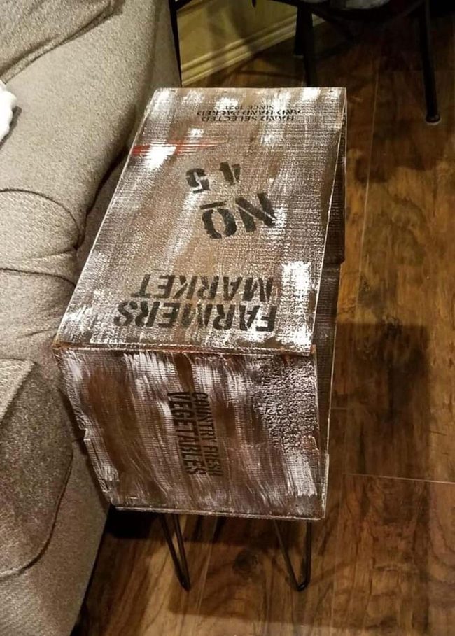 Weathered Wood Crate Table