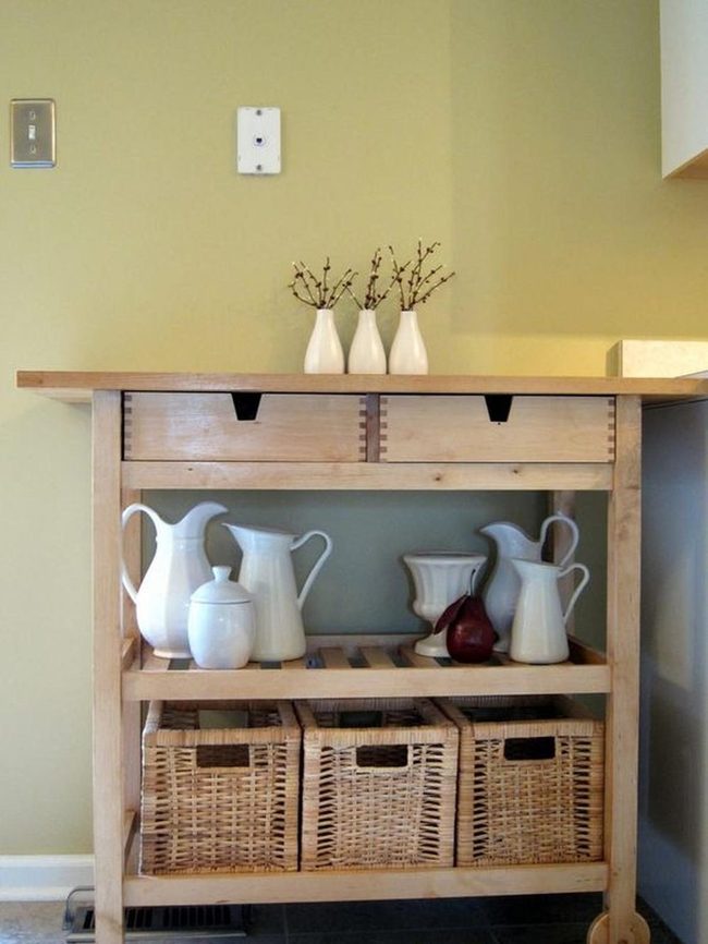 Light Wood And Sage Green Shelf