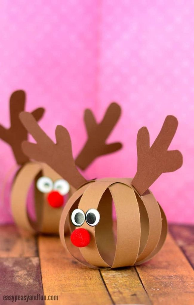 Brown Paper Reindeer Ornaments