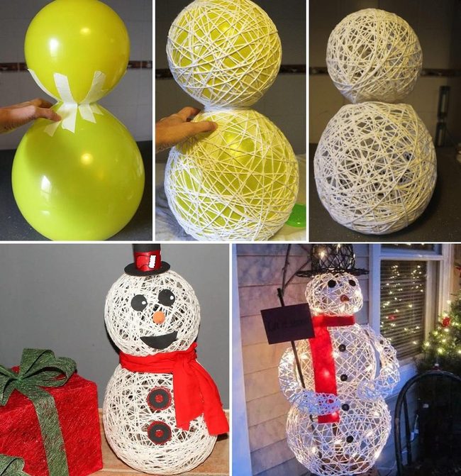 Yarn Ball Snowman Centerpiece