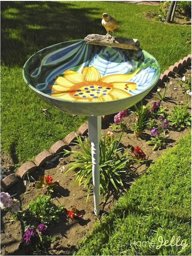 Weathered Bowl Bird Bath Diy