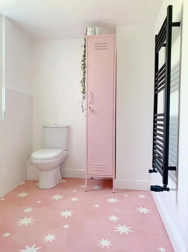 Pink Stars Floor Bathroom