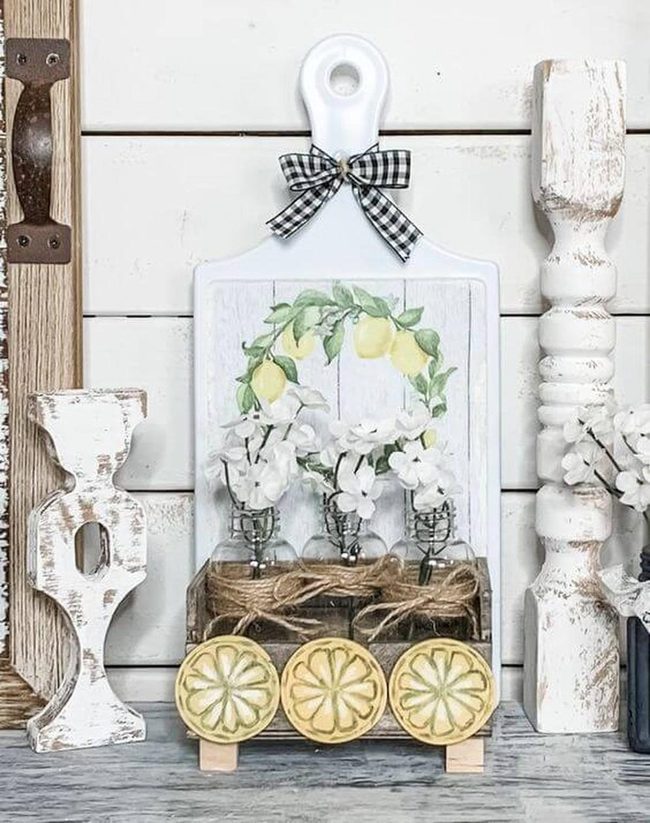 Lemon Painted Chopping Board