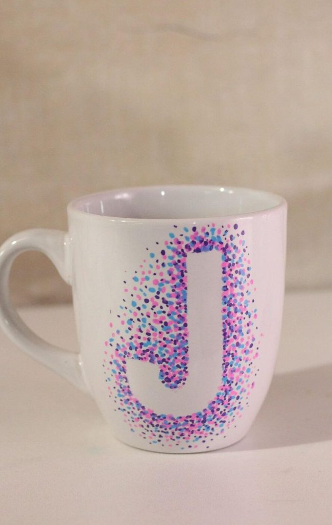 Pointillism Monogram Mug