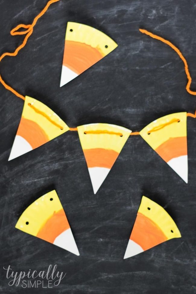 Orange Striped Paper Plate Garland