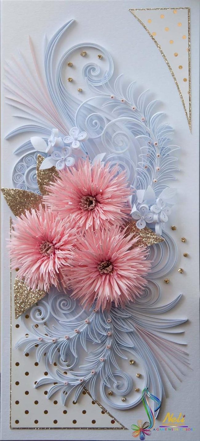 Pink Blooms, Gold Swirls, Layered Depth