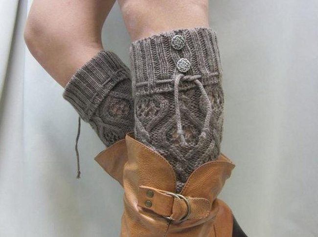 Tan Leather With Knit Cuffs