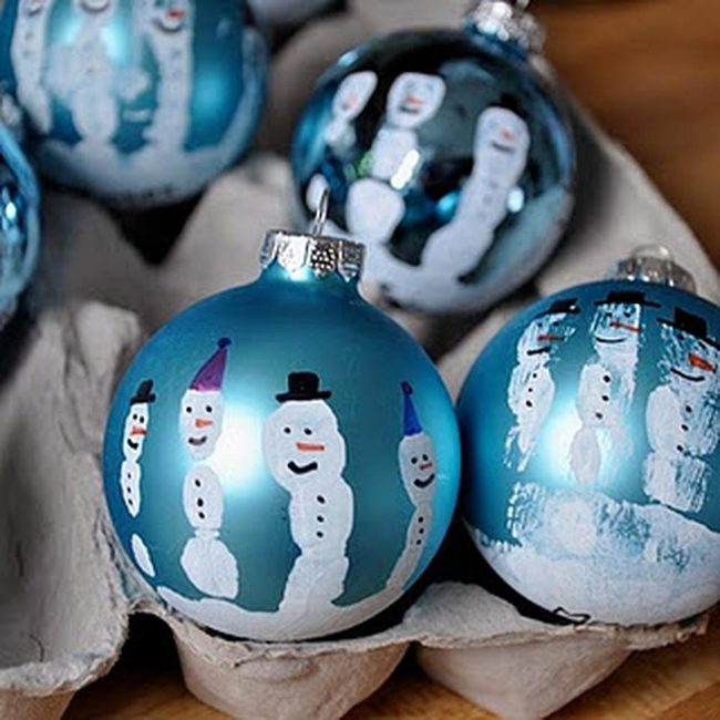 Blue Glass Snowmen Ornaments
