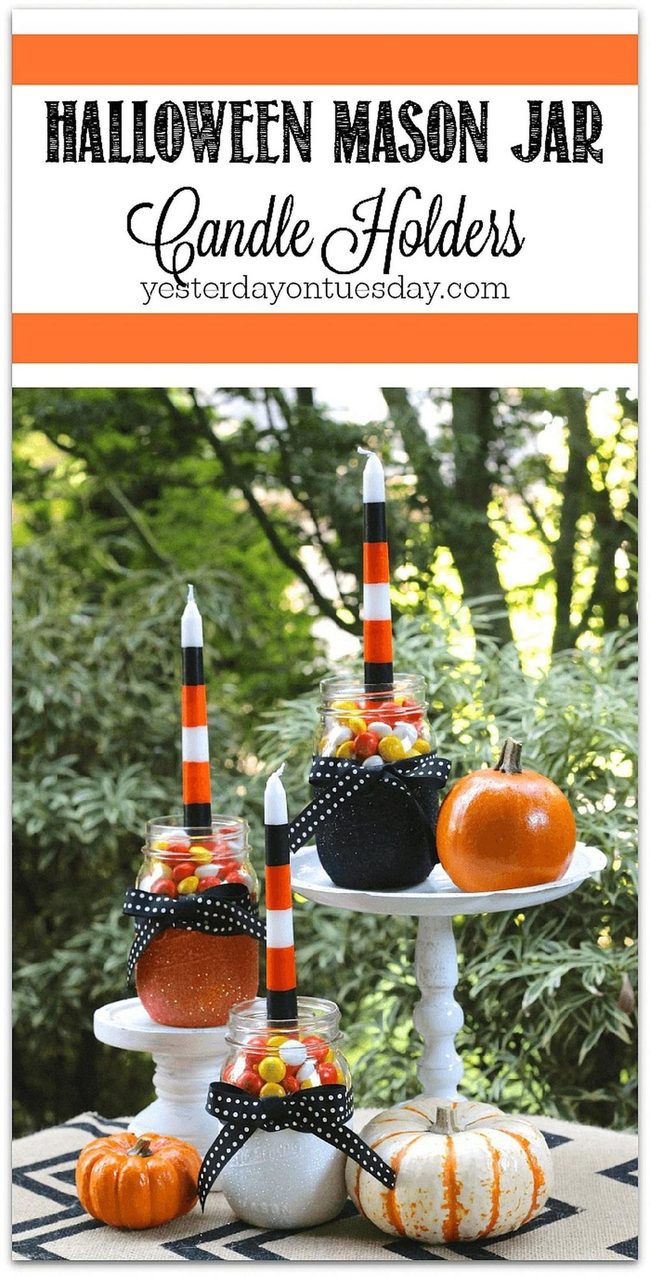 Orange Striped Halloween Jars