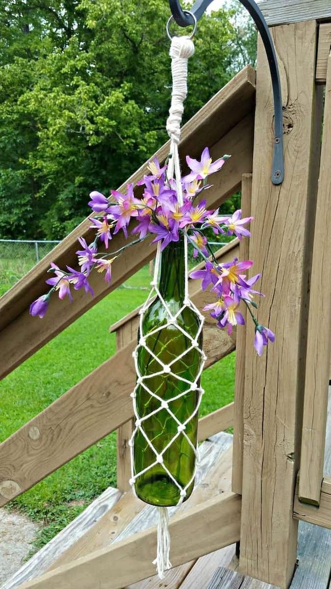 Macramé Wine Bottle Planter