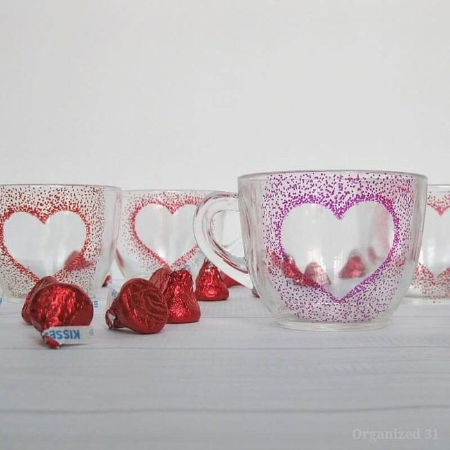 Glass Mug With Candy Hearts