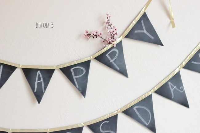 Black Chalkboard Banners Gold Trim