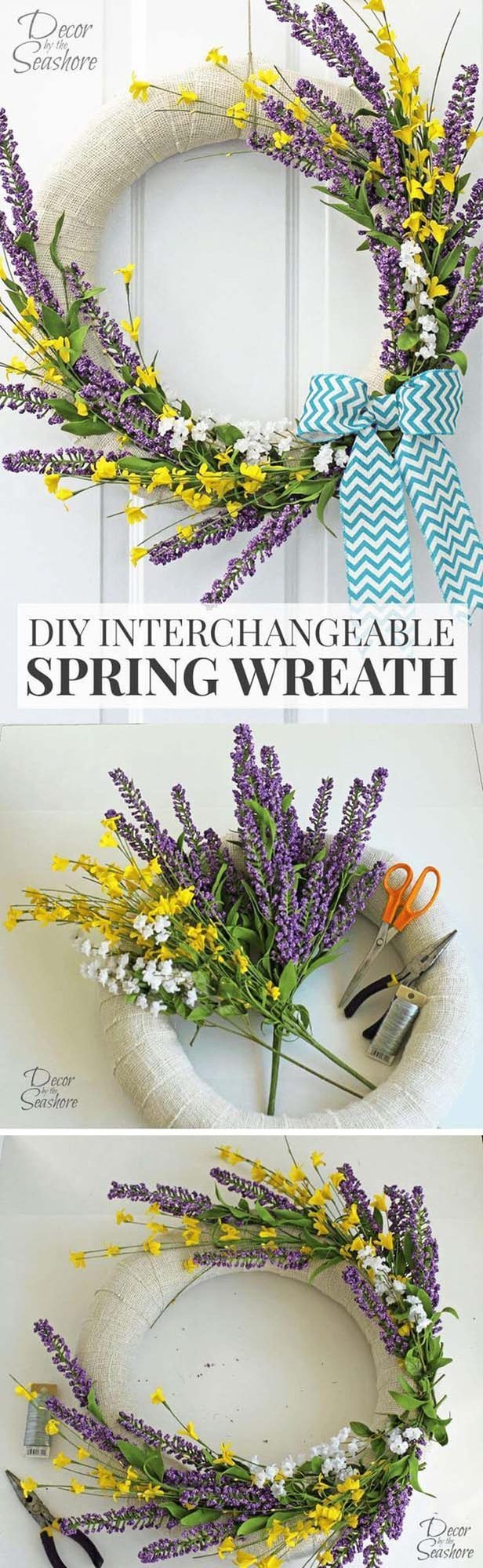 Lavender Forsythia Burlap Wreath