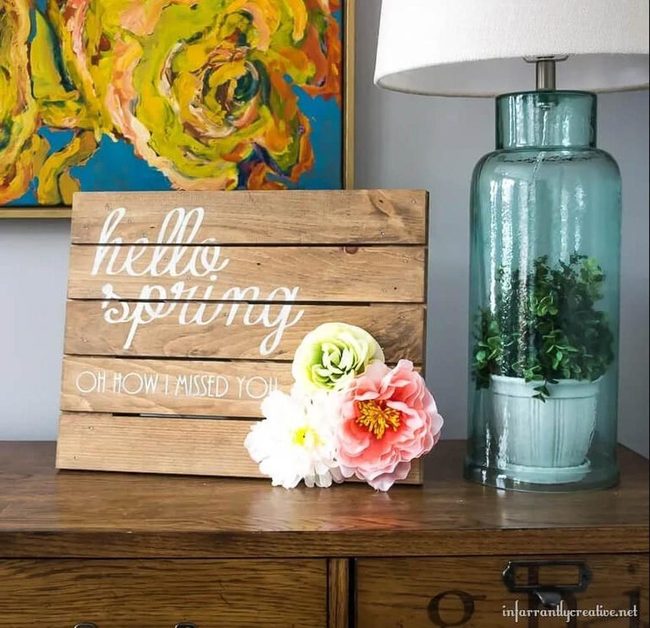Spring Wood Quote Sign