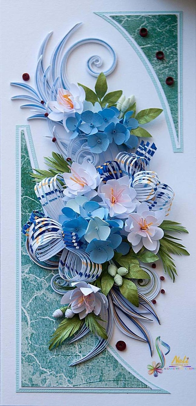 Blue Spiral Layers And Florals