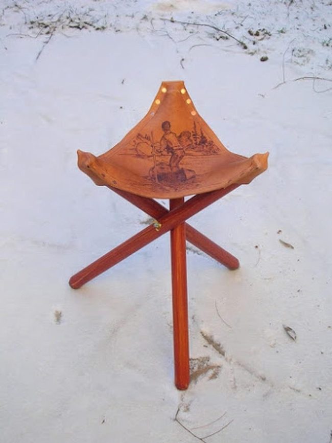 Leather Fishing Chair Brown