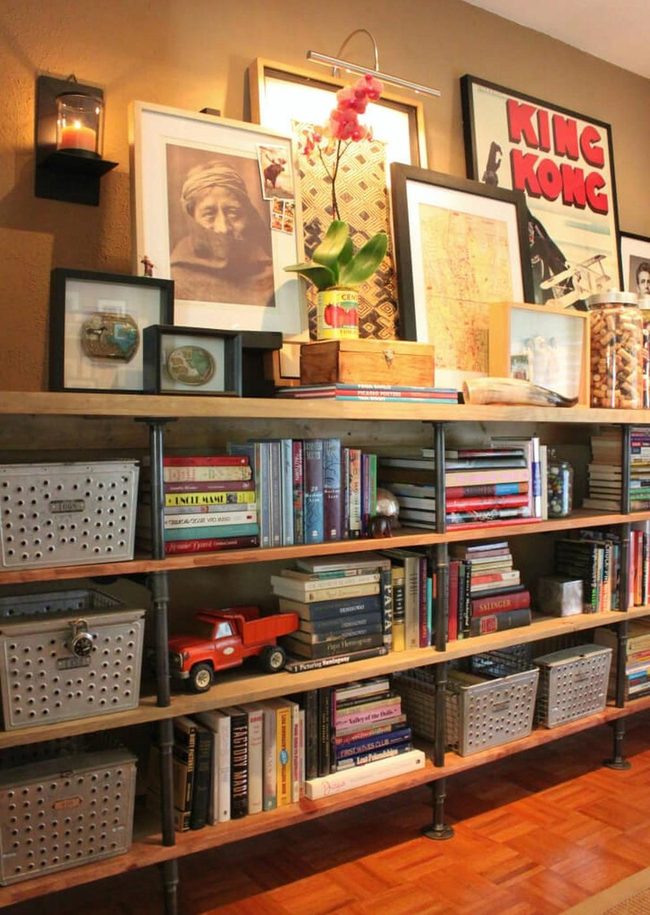 Industrial Pipe Library Shelves