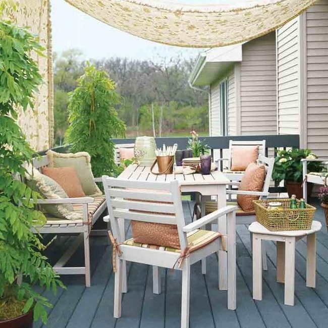 Blue Deck With Orange Cushions