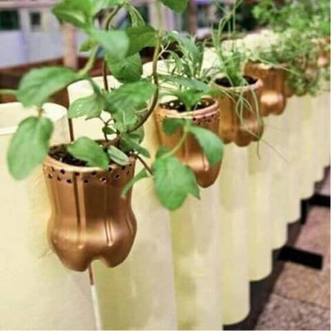 Green Upcycled Bottle Planters