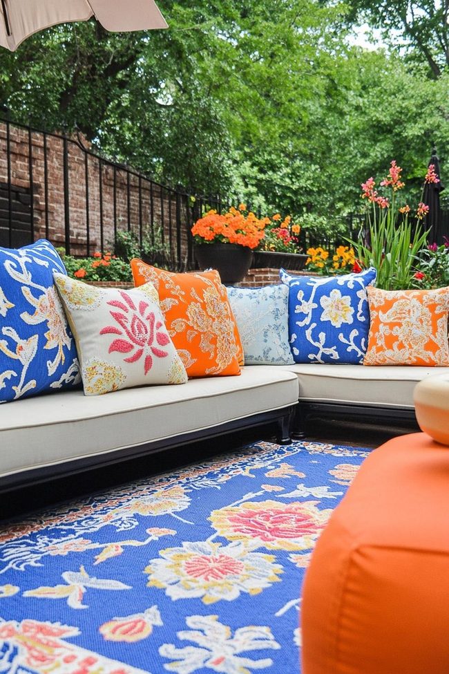 Colorful Outdoor Living Pillows And Rugs