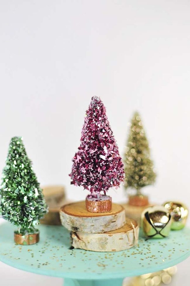 Glittering Silver Bottle Brush Trees