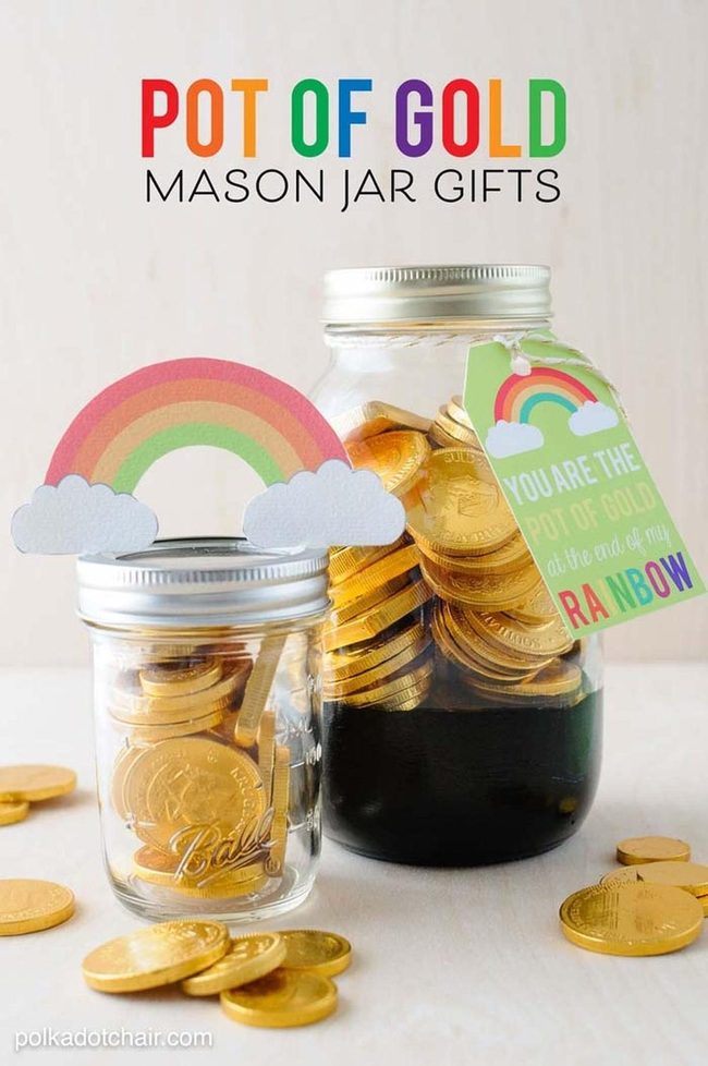 Gold Mason Jars Filled Chocolate Coins