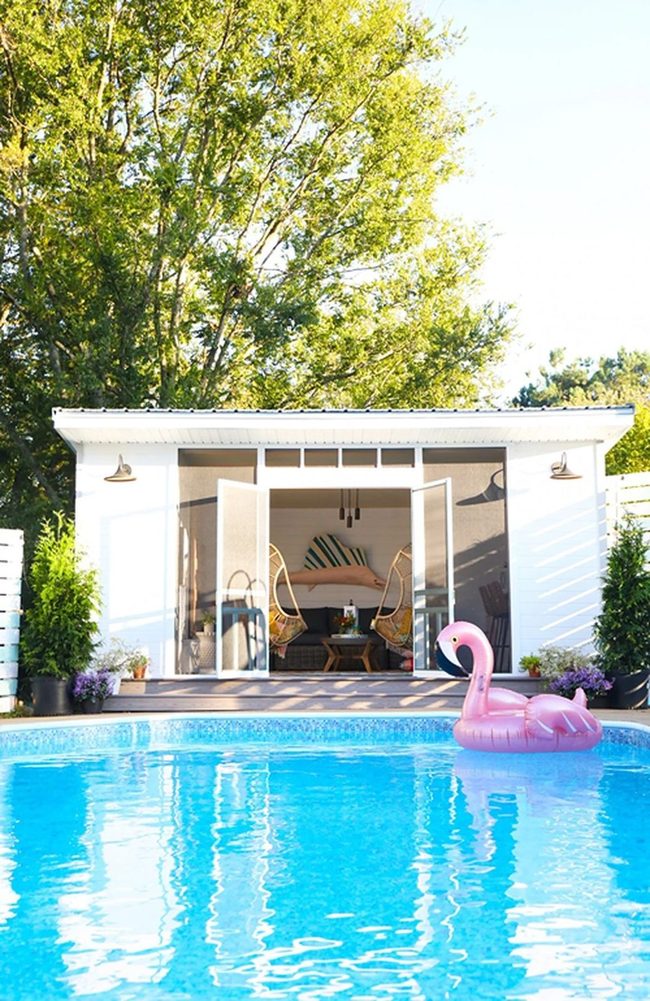 Poolside Cabanas With Flowing Curtains