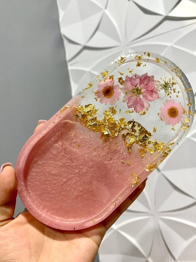 Pink Gold Resin Tray