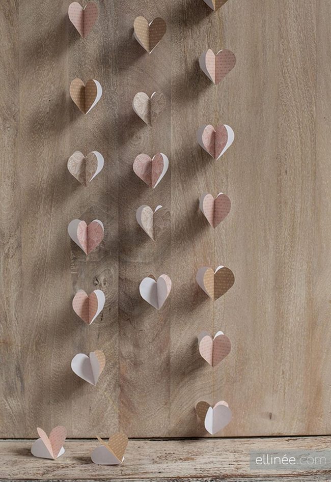 Pastel Paper Hearts On Wood
