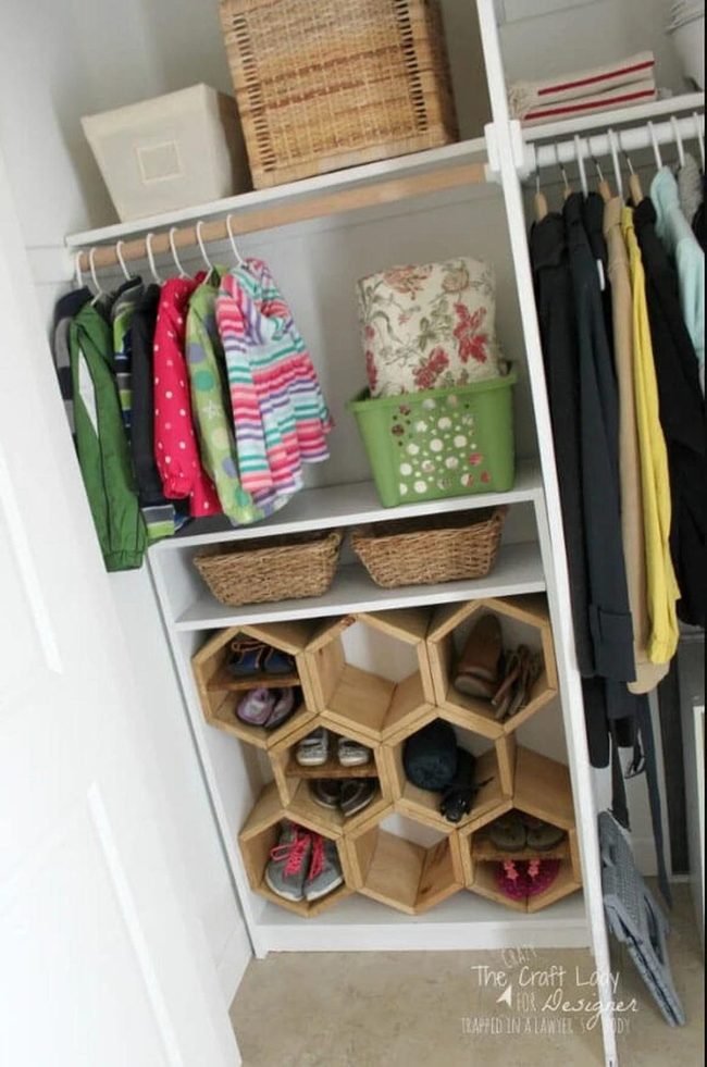 Hexagonal Wooden Shoe Display