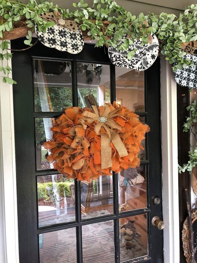 Burlap Pumpkin Door Wreath